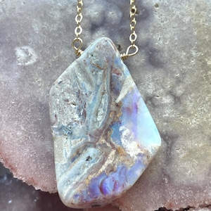 Raw Opal Necklace, Australian Opal, Opal Pendant, Genuine Opal Necklace, Natural Opal Necklace, October Birthstone Necklace, Gift For Women image 1