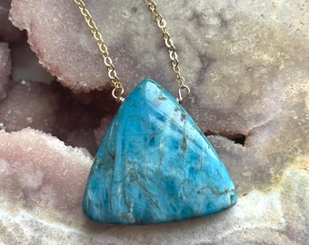 Large Apatite Necklace, Statement Necklace, Raw Stone Necklace, Crystal Necklace, Necklaces for Women