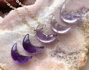 Amethyst Necklace , Crescent Moon Necklace, February Birthstone, Crystal Necklace, Necklaces For Women