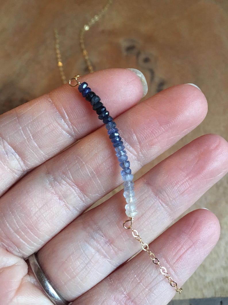 Sapphire Necklace Raw Sapphire Necklace Sapphire September Birthstone Necklace Sapphire Jewelry Gift For Wife Silver or Gold image 5