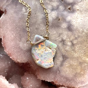 Opal Necklace Raw Opal Necklace October Birthstone Necklace Opal Jewelry Raw Stone Necklace Gift For Mom Raw Opal image 1