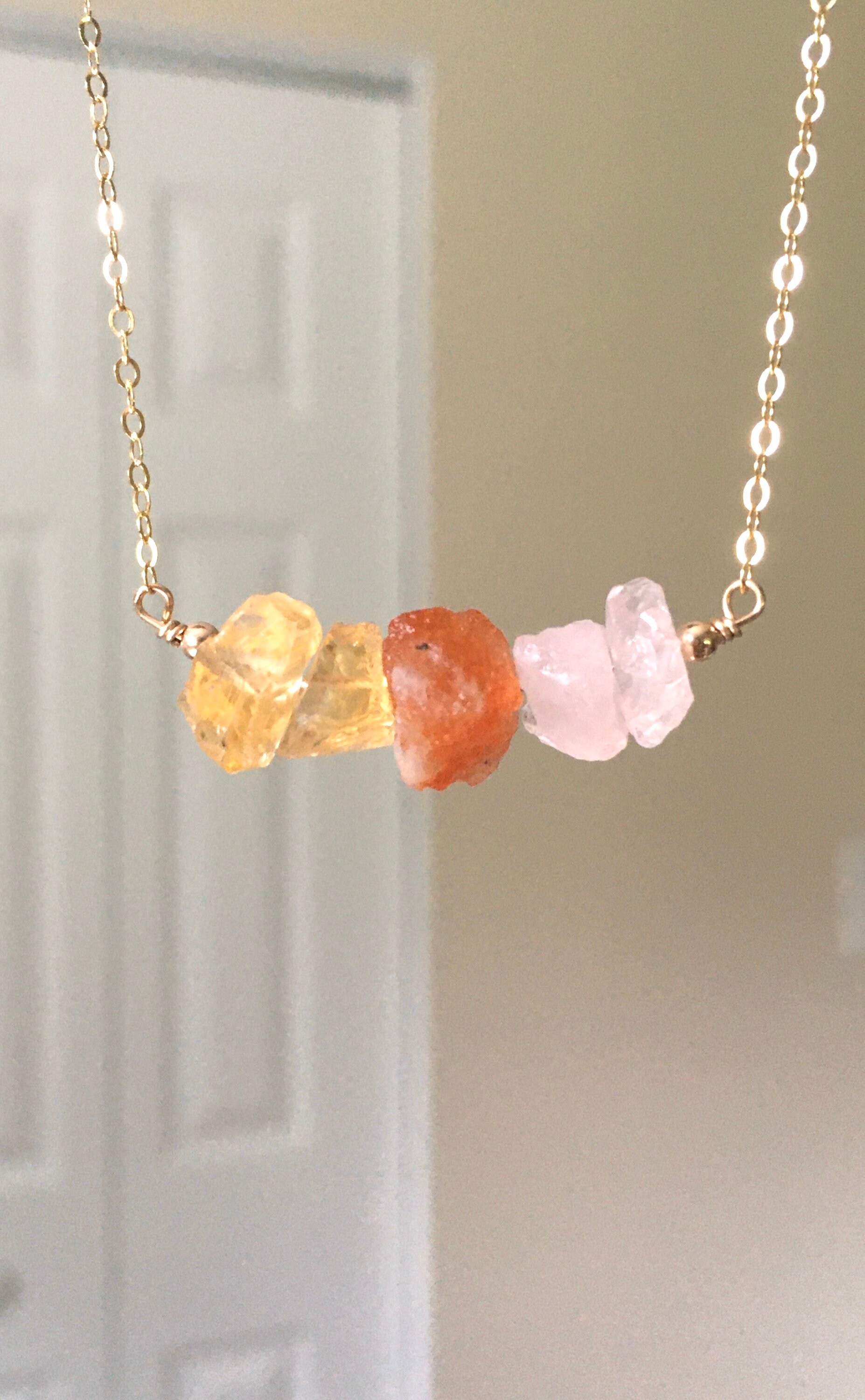 Raw Crystal Healing Necklace Sunset Necklace Citrine Etsy