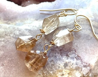 Imperial Topaz Earrings - November Birthstone Jewelry Gift, Crystal Earrings, Sterling Silver or Gold Filled