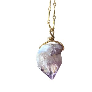 Purple Amethyst Crystal Necklace Gold, February Birthstone Jewelry