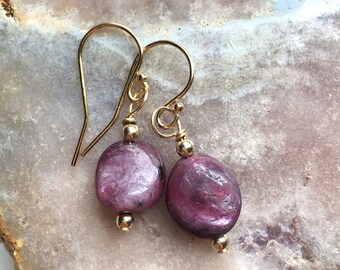 Genuine Ruby Dangle Earrings: July Birthstone Jewelry