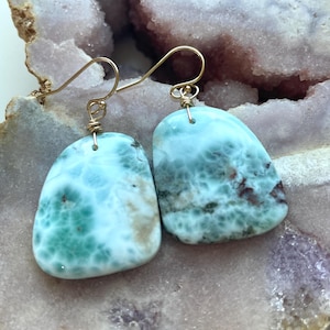 Larimar Teardrop Earrings: Sterling Silver Ocean Stone Jewelry