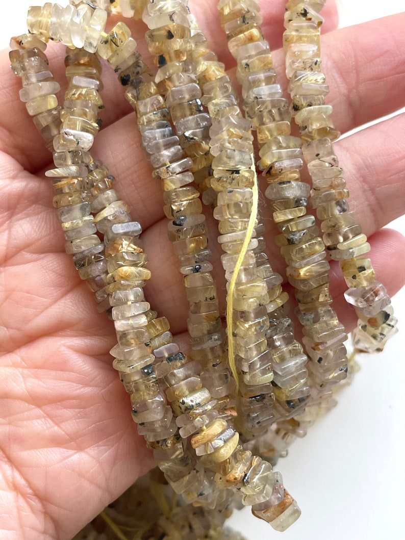 Golden Rutile Quartz Bar Necklace Gift For Her Crystal Necklace Golden Healer Rutile Quartz Jewelry Healing Necklace