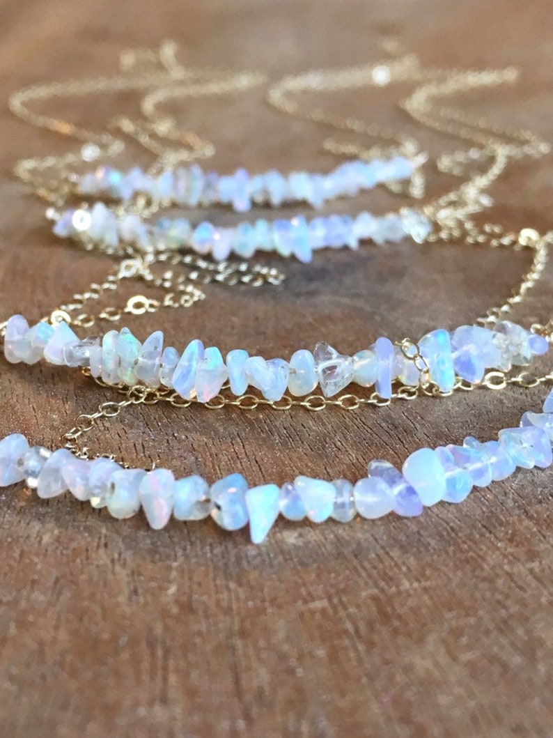 Dainty Raw Opal Necklace  Crystal Necklace   Opal Jewelry image 0