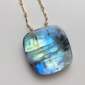 Large Moonstone Pendant Statement  Necklace Gold - Moonstone Jewelry - June Birthstone