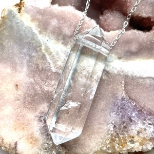 Large Chunky Clear Quartz Necklace - Crystal Necklace - Double Terminated Crystal - Crystal Point Necklace - Quartz Jewelry