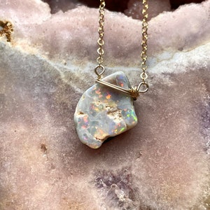 Opal Necklace Raw Opal Necklace October Birthstone Necklace Opal Jewelry Raw Stone Necklace Gift For Mom Raw Opal image 7