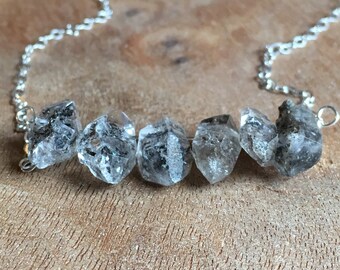 April Birthstone Necklace - Raw Crystal Necklace - Herkimer Diamond Quartz Necklace - April Birthstone - Birthstone Jewelry - Gift For Her