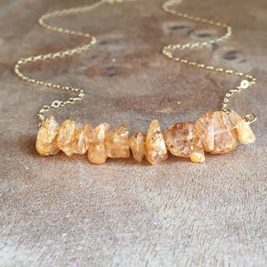Raw Imperial Topaz Necklace Gold or Sterling Silver - November Birthstone Necklace - Raw Crystal Necklace - Birthday Gift For Women Her