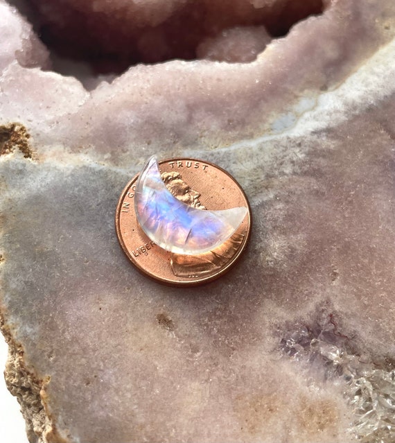 Moonstone Crescent Moon Necklace - Rainbow Moonstone Jewelry