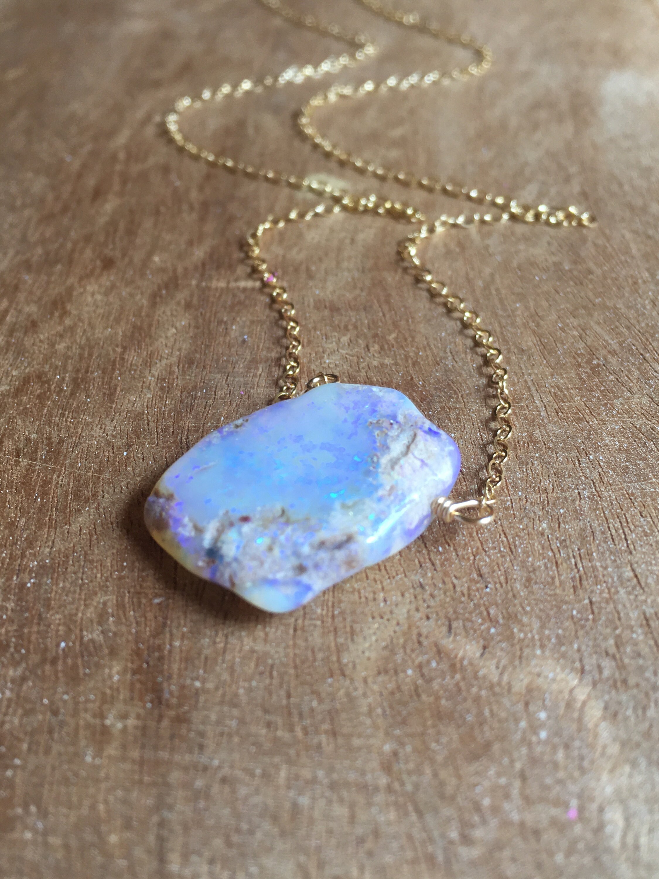 Natural Raw Opal Necklace on Sterling Silver or Gold Fill | Etsy