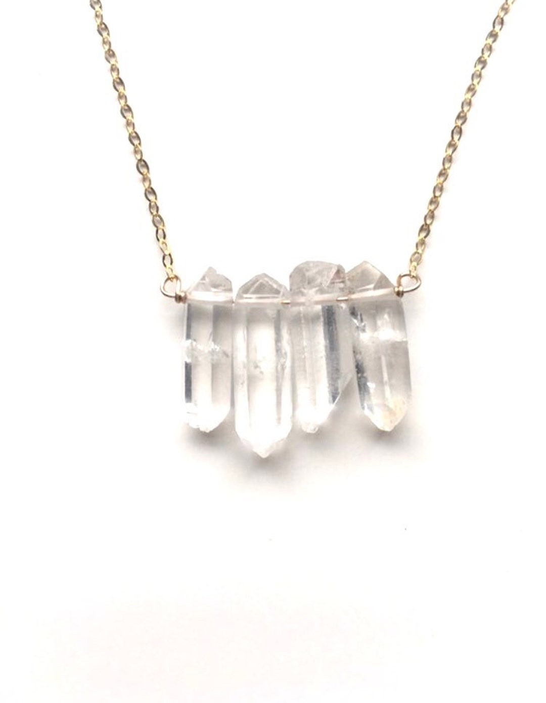  Genuine Raw Cut Clear Quartz Necklace Crystal Necklace