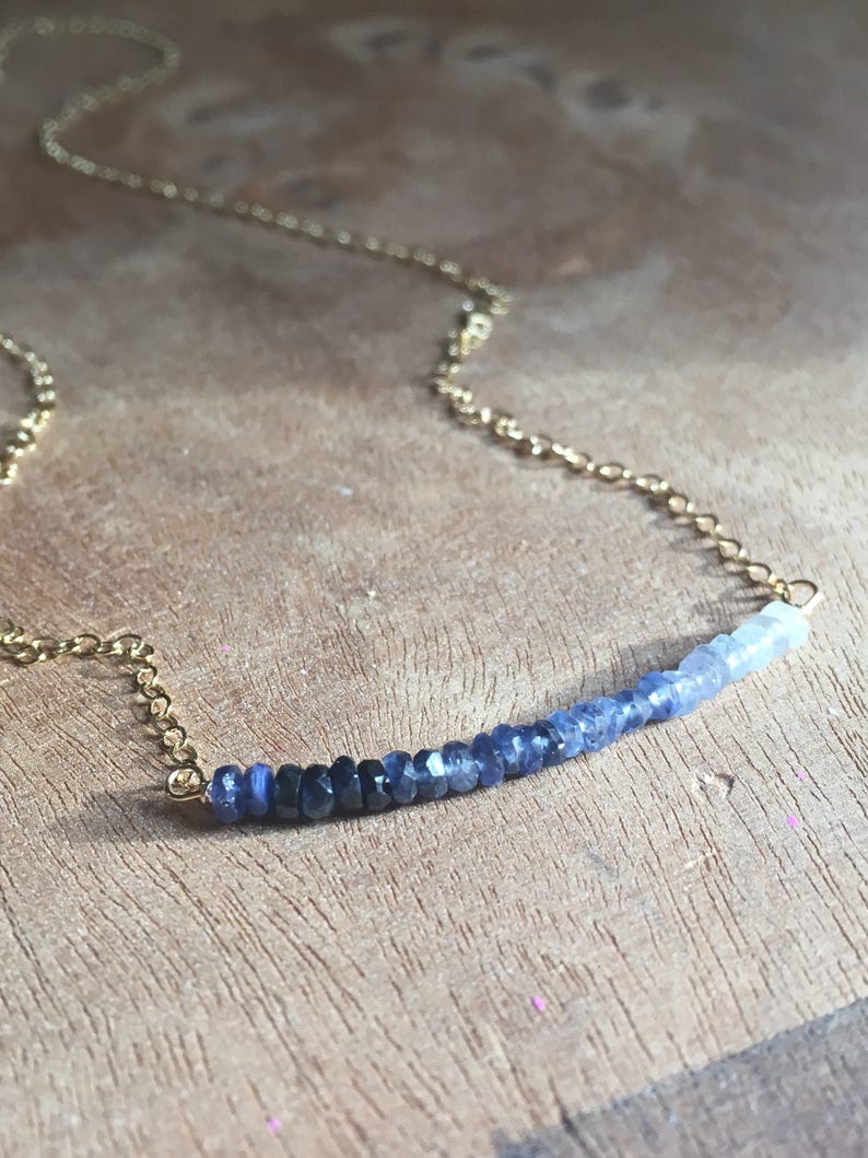 Sapphire Necklace Raw Sapphire Necklace Sapphire September Birthstone Necklace Sapphire Jewelry Gift For Wife Silver or Gold image 7