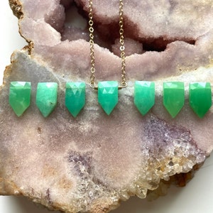 Dainty Chrysoprase Necklace  - Chrysoprase Jewelry - Raw Stone - Crystal Healing - Gold or Silver - Green Heart Chakra