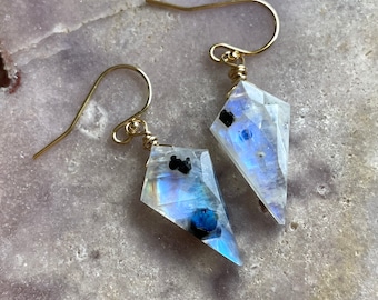 Rainbow Moonstone Earrings, Drop Earrings, Sterling Silver Earrings,Dangle Earrings, Gift For Women, Gift For Her