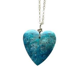 Chrysocolla Necklace, Heart Pendant Necklace, Green Stone Necklace, Chrysocolla Pendant, Chrysocolla Crystal, Necklace For Women