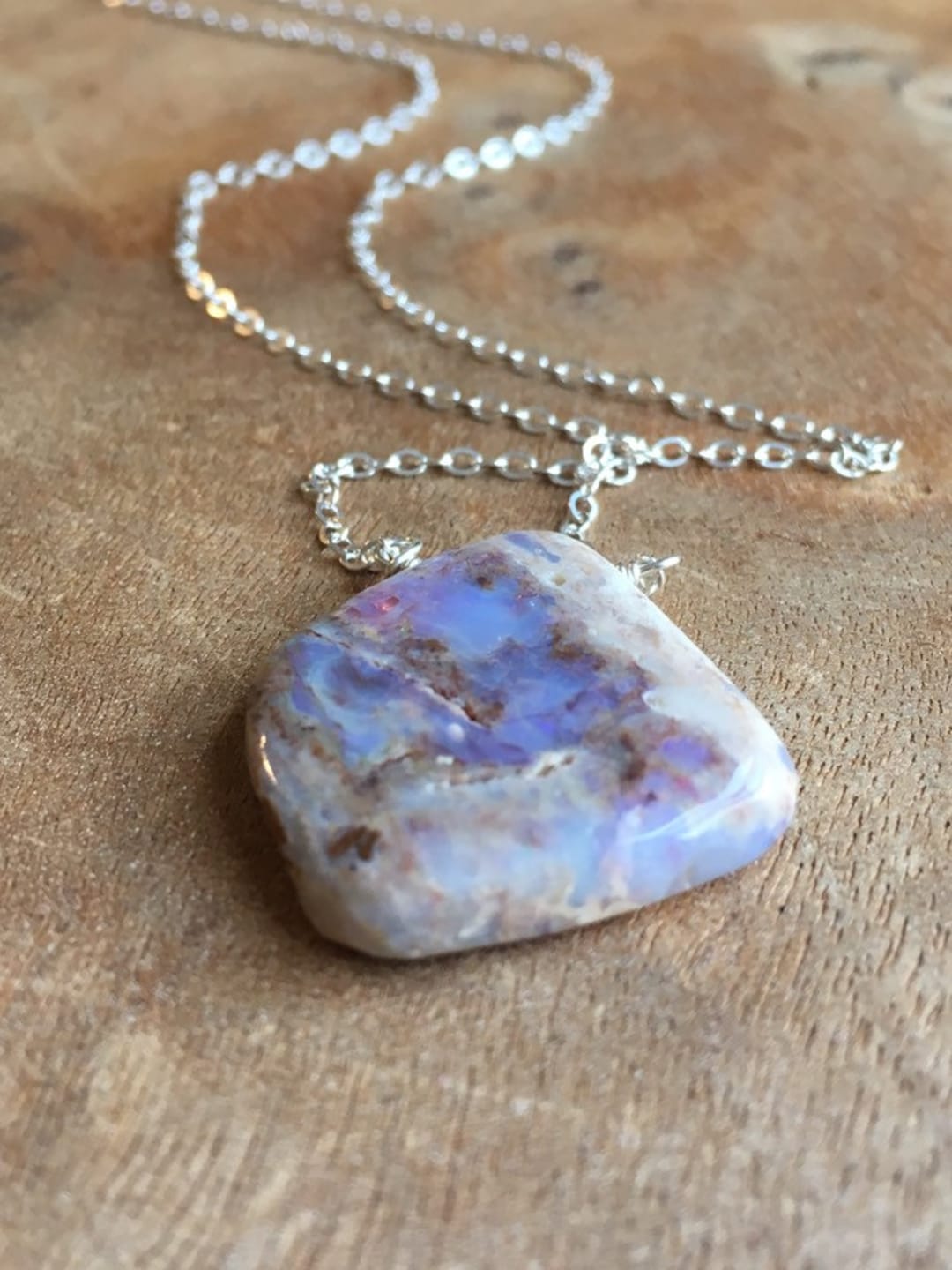 Opal Statement Necklace Silver, Australian Opal , Genuine Opal Necklace, Natural Opal Necklace