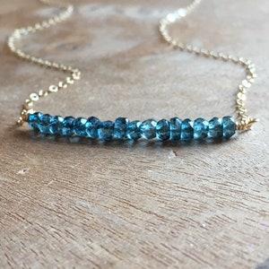 London Blue Topaz Necklace Topaz Gemstone Necklace December Birthstone Necklace Topaz Jewelry Silver or Gold image 4