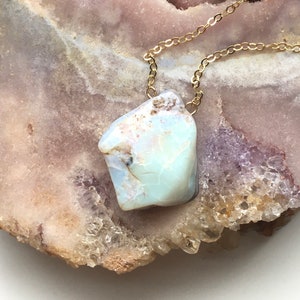 Raw Australian Opal Necklace on 14k Gold filled Chain  - Opal Jewelry - October Birthstone Jewelry Gift Idea For Wife Mom