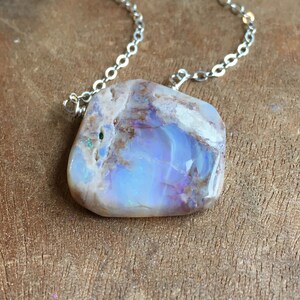 Australian Opal Necklace Silver, Genuine Opal Pendant, Australian Opal, October Birthstone Necklace , Gift For Women, image 2