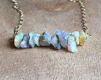 Raw Opal Necklace - Opal Necklace - Opal Jewelry - Opal - Raw Crystal Necklace -Raw Opal - October Birthstone