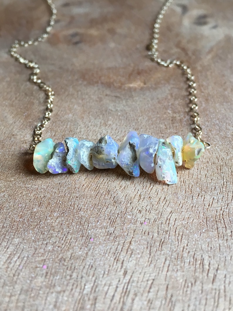 Raw Opal Necklace Opal Necklace Opal Jewelry Opal Raw Crystal Necklace Raw Opal October Birthstone image 1