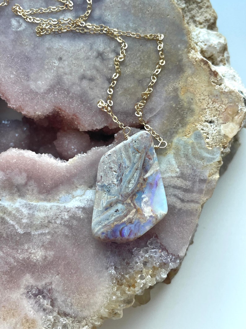 Raw Opal Necklace, Australian Opal, Opal Pendant, Genuine Opal Necklace, Natural Opal Necklace, October Birthstone Necklace, Gift For Women image 10