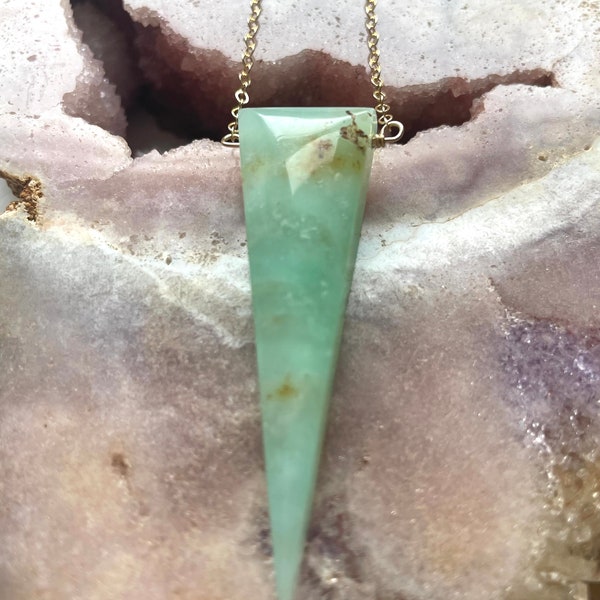 Chrysoprase Pendant Necklace, Statement Necklace, Crystal Necklace, Necklaces For Women, Gift For Women