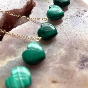 Malachite Necklace, Malachite Heart Pendant, Green Necklace, Dainty Crystal Jewelry ,  Necklaces For Women, Gift For Women, Wife, Her