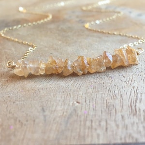 Dainty Raw Imperial Topaz Necklace Gold or Sterling Silver - November Birthstone Necklace - Raw Crystal - Topaz Jewelry