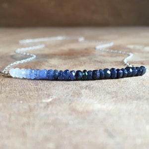 Sapphire Necklace Raw Sapphire Necklace Sapphire September Birthstone Necklace Sapphire Jewelry Gift For Wife Silver or Gold image 2