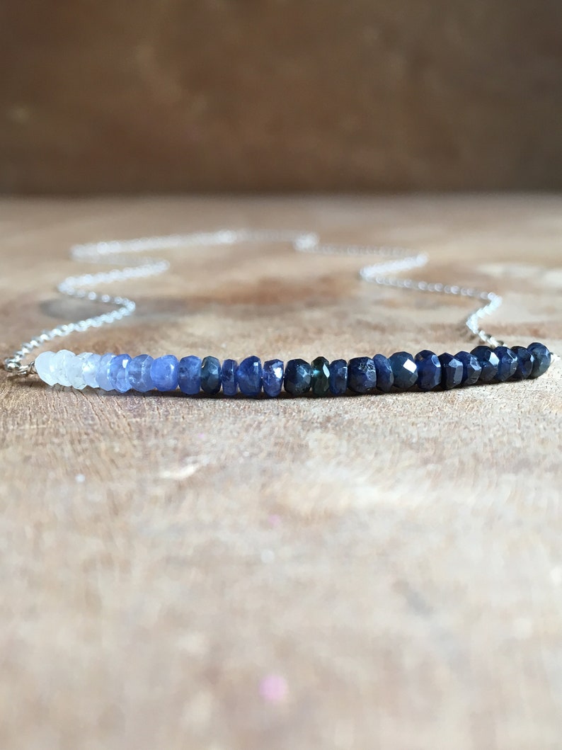 Sapphire Necklace Raw Sapphire Necklace Sapphire September Birthstone Necklace Sapphire Jewelry Gift For Wife Silver or Gold image 2