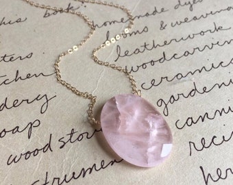 Natural Rose Quartz Necklace, Rose Quartz Pendant Necklace, Crystal Necklace, Rose Quartz Drop Necklace Jewelry, Stone Necklace, Gift Women