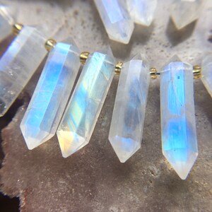 Rainbow Moonstone Necklace Gold or Silver, Crystal Point Necklace, June Birthstone, Gift For Women image 5