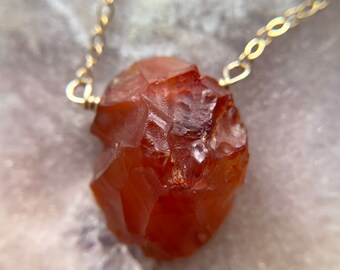 Raw Carnelian Necklace, Carnelian Crystal Necklace, Carnelian Pendant, Raw Stone Necklace, Necklaces For Women, Gift For Her