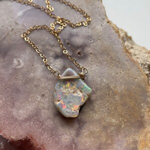 Opal Necklace Raw Opal Necklace October Birthstone - Etsy
