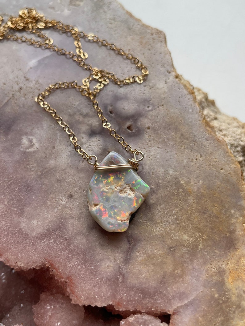 Opal Necklace Raw Opal Necklace October Birthstone Necklace Opal Jewelry Raw Stone Necklace Gift For Mom Raw Opal Bild 4