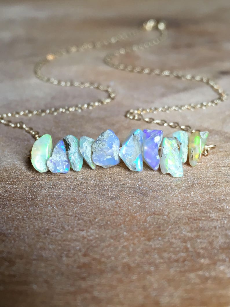 Raw Opal Necklace Opal Necklace Opal Jewelry Opal Raw Crystal Necklace Raw Opal October Birthstone image 3