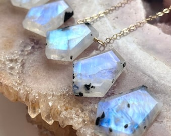Rainbow Moonstone Necklace, Moonstone Pendant Necklace, June Birthstone Necklace, Birthday Gift For Her, Necklaces For Women