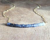 Sapphire Necklace - Raw Sapphire Necklace - Sapphire - September Birthstone Necklace - Sapphire Jewelry Gift For Wife  - Silver or Gold