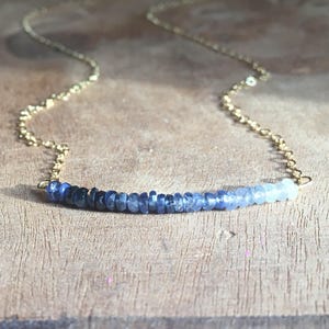 Sapphire Necklace Raw Sapphire Necklace Sapphire September Birthstone Necklace Sapphire Jewelry Gift For Wife Silver or Gold image 1