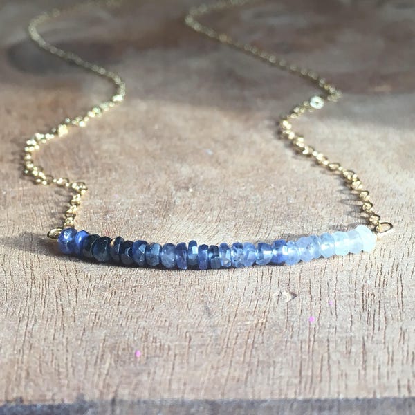 Sapphire Necklace - Raw Sapphire Necklace - Sapphire - September Birthstone Necklace - Sapphire Jewelry Gift For Wife  - Silver or Gold