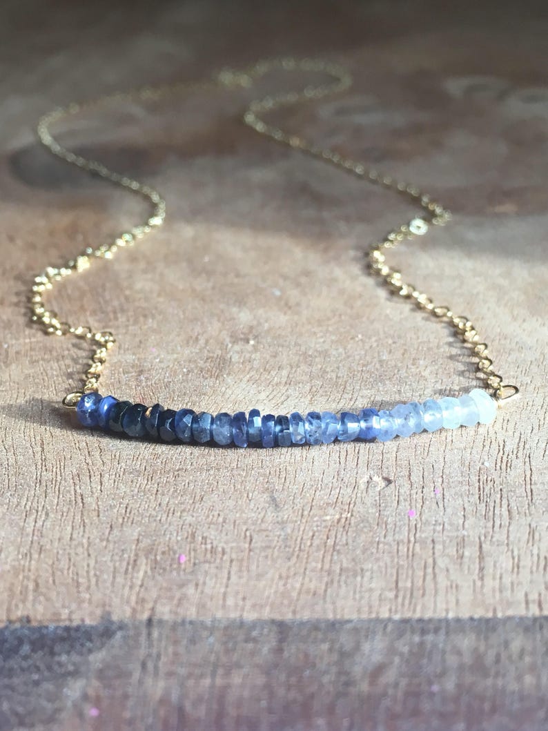 Sapphire Necklace Raw Sapphire Necklace Sapphire September Birthstone Necklace Sapphire Jewelry Gift For Wife Silver or Gold image 1