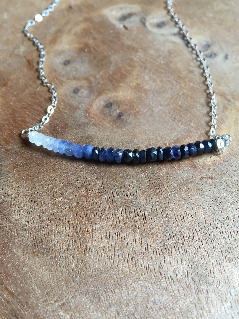 Sapphire Necklace Raw Sapphire Necklace Sapphire September Birthstone Necklace Sapphire Jewelry Gift For Wife Silver or Gold image 8