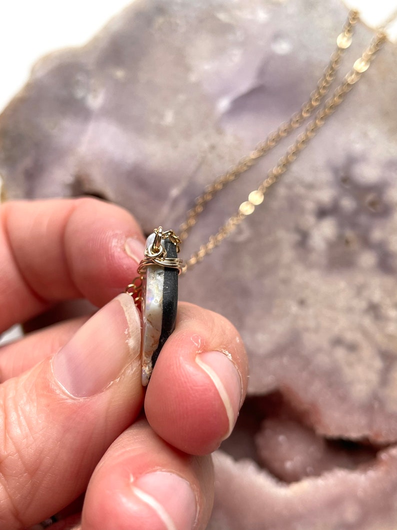 Opal Necklace Raw Opal Necklace October Birthstone Necklace Opal Jewelry Raw Stone Necklace Gift For Mom Raw Opal Bild 9