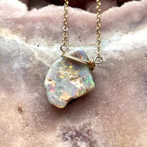 Opal Necklace Raw Opal Necklace October Birthstone Necklace Opal Jewelry Raw Stone Necklace Gift For Mom Raw Opal image 3